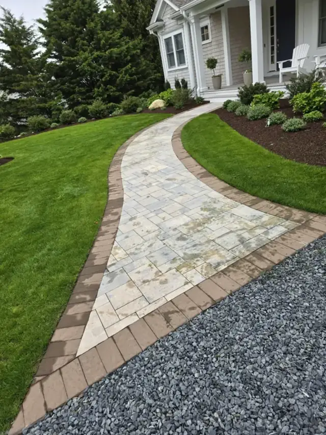 Paver walkway to a front door